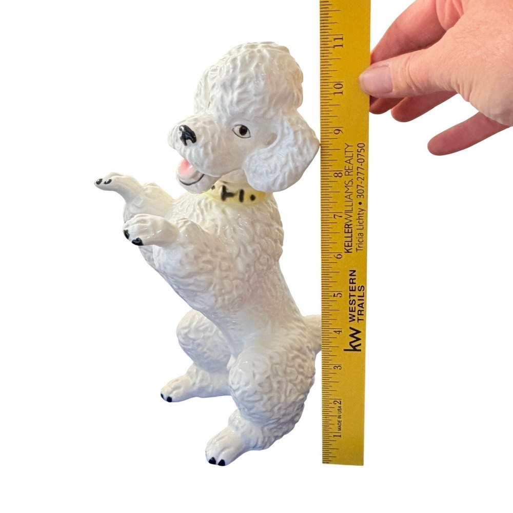 Vintage TALL White Ceramic Poodle Figurine Dog Japan Mid Century 10.5 Inch 2527